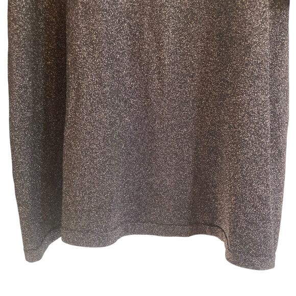 J McLaughlin Brown Gold Metallic Knit Aline Holiday Sparkly Dress Size Medium - Picture 13 of 16